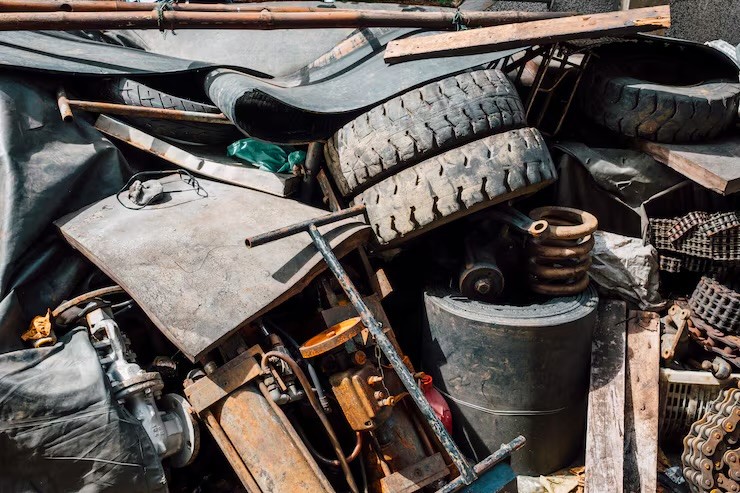 Loaded trailer full of junk and scrap ready for haul-off